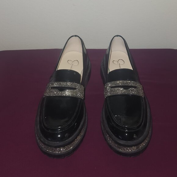 Jessica Simpson Everlyn Patent Rhinestone Platform Loafer 6.5 Punk Whimsigoth - Picture 1 of 9